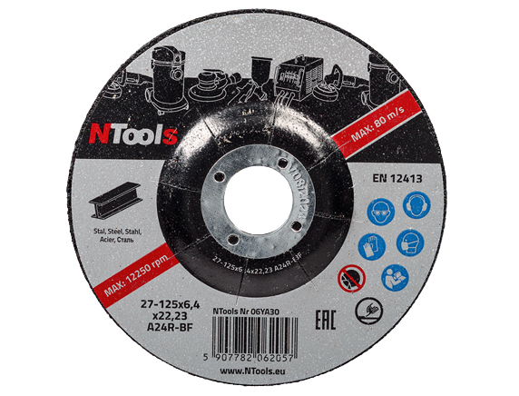 Disque à meuler acier 125 x 6,4 x 22,23